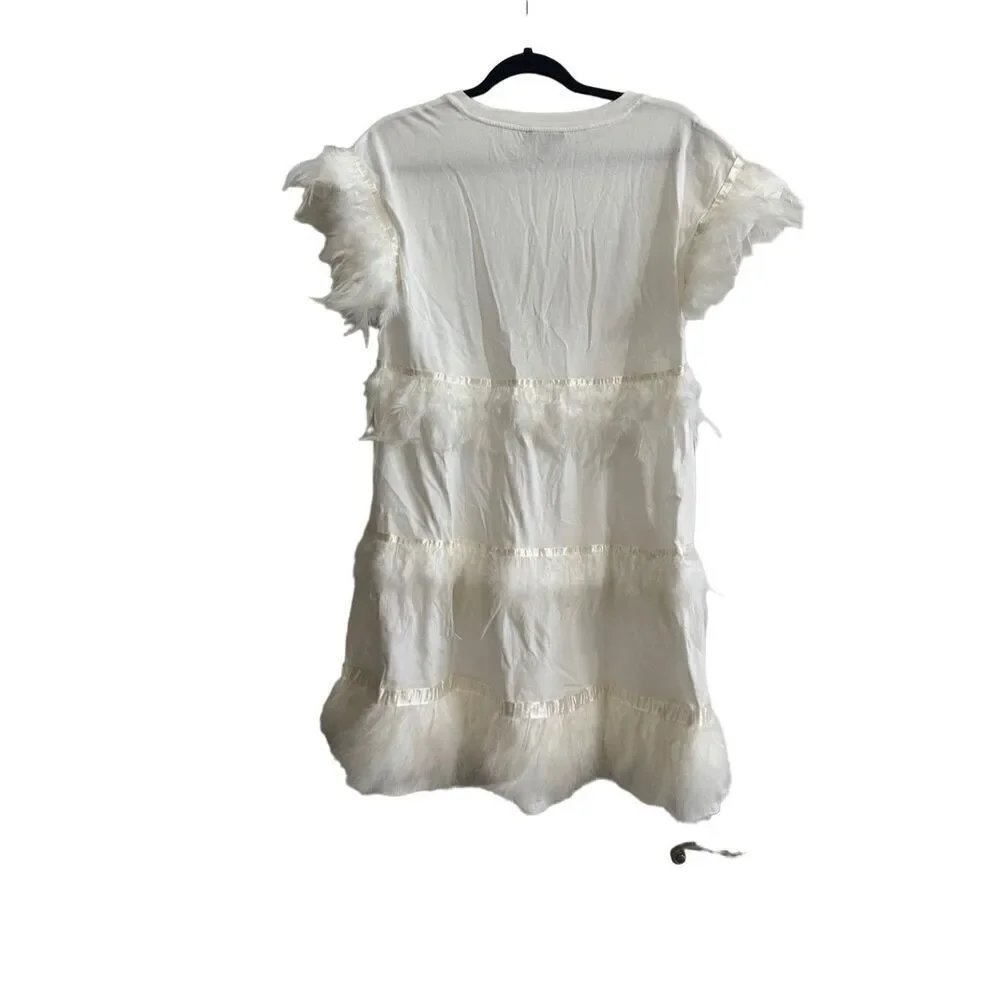 J.Crew Tiered dress With Feathers Size S